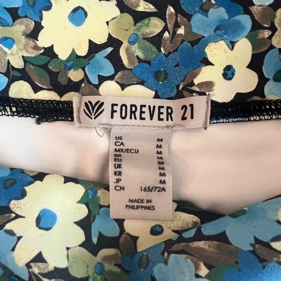 🌼Forever 21 Blue/Yellow Floral Active High Rise Leggings Size Medium EUC🌼 - Picture 7 of 7